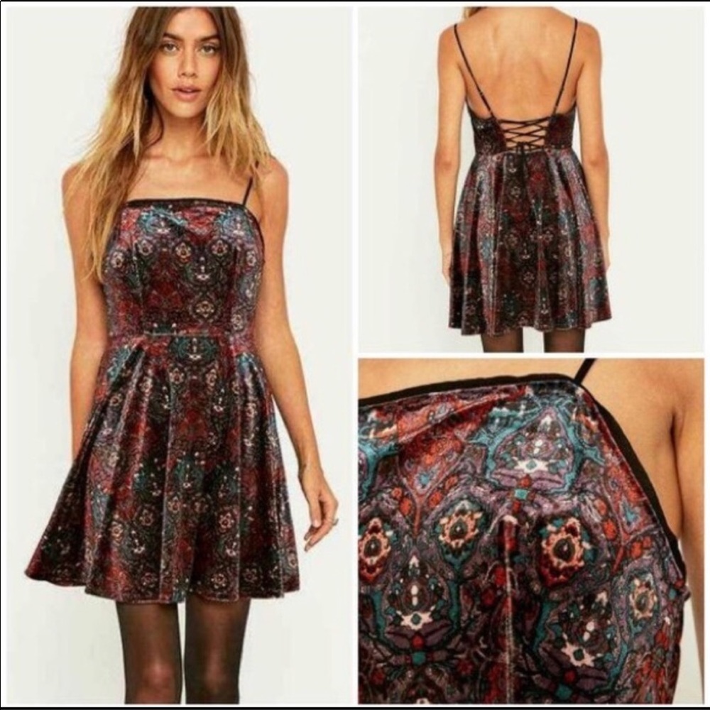 Urban Outfitters Ecote Boho Velvet Dress